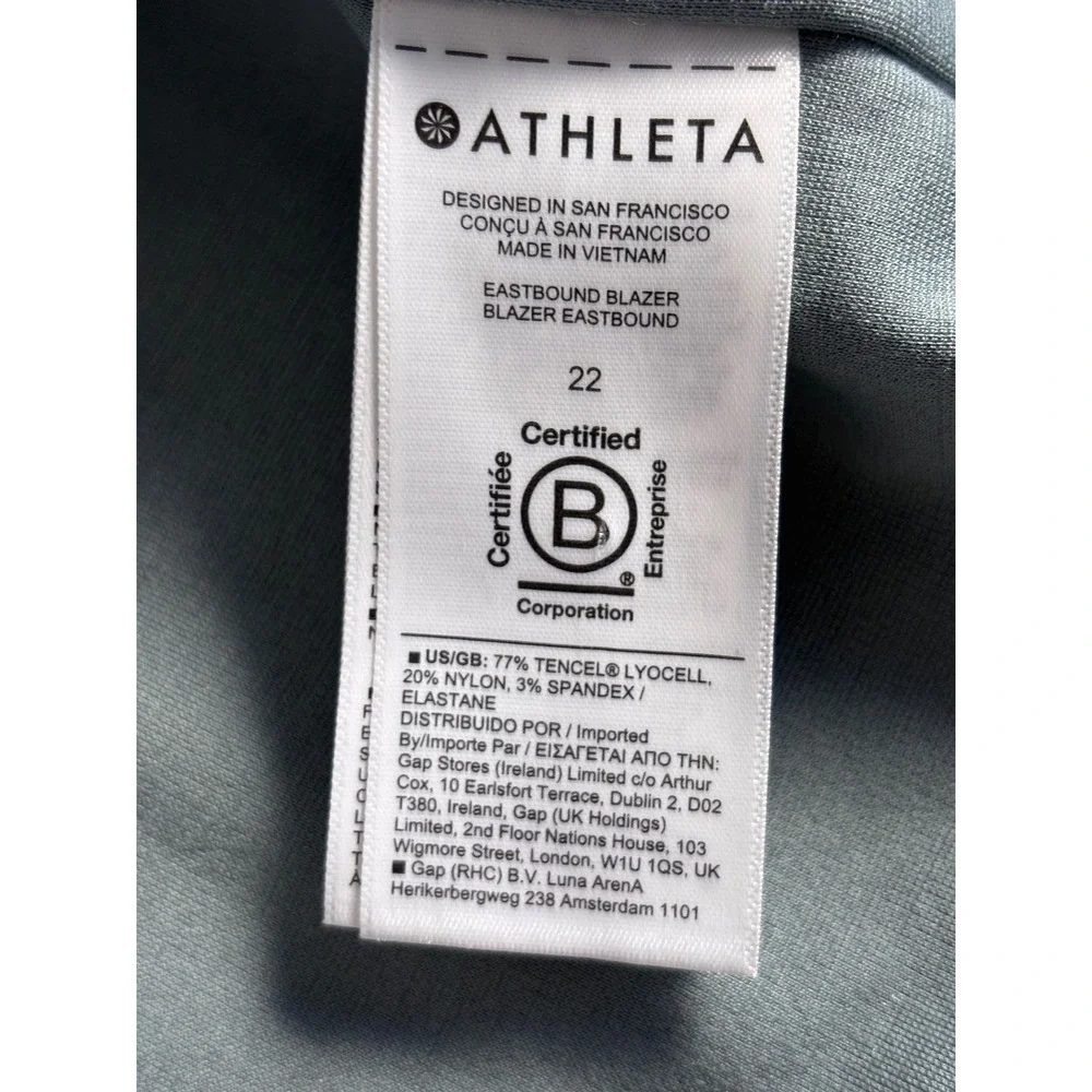 Athleta Eastbound Minimalist Ponte Knit‎ Blazer Gray Sage size 22 NWOT #986273